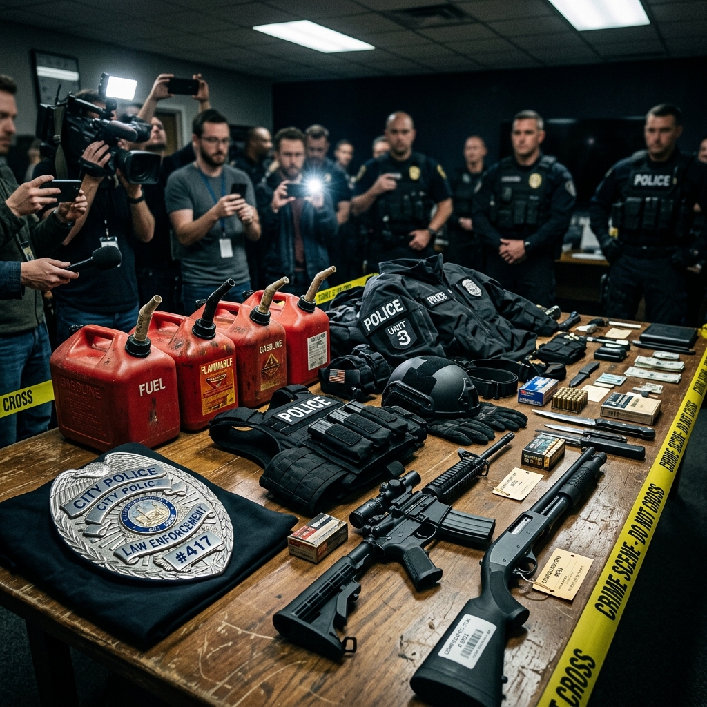 Presa quadrilha com armas, combustível e distintivo policial